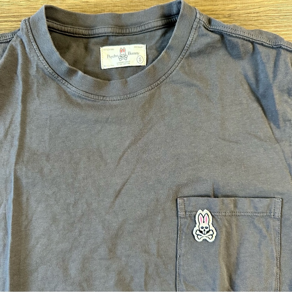 Psycho Bunny Shirt Mens Small Pocket Tee Skull Bunny Logo Gray Cotton Streetwear